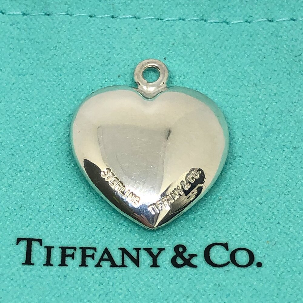 Tiffany & Co 925 Sterling Silver Heart Love Large 1" Puffed Charm Pendant